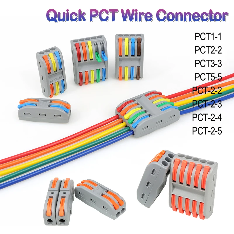 5/10pcs Quick PCT Lamp Wire Connector Universal Parallel Wire Junction Box 0.08mm-4.0mm² Push-in Conductor Wire Terminal Block