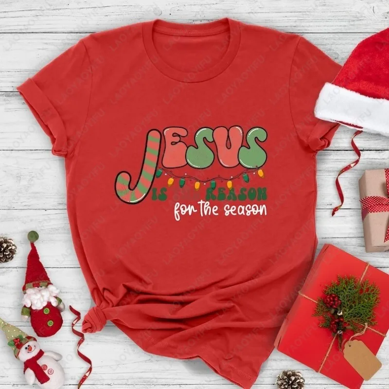 Jesus Is The Reason for The Season Christian Christmas Tshirt Men Women Cotton Tops Religious Holiday Faith Based Xmas Gift Tees