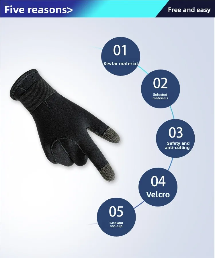 3/5mm Verdicken Kevlar Tauchen Handschuhe Kratzfest Fisch Jagd Warme Handschuhe Deep Dive Unterwasser Speerfischen Skifahren Handschuhe – Detail 7
