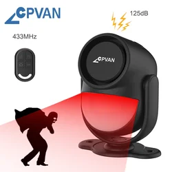 CPVAN-Detector De Movimento Infravermelho Sem Fio, Casa Sensor De Alarme Contra Roubo, Proteção De Segurança, 433MHz, Sensor De Movimento PIR, 125dB Som