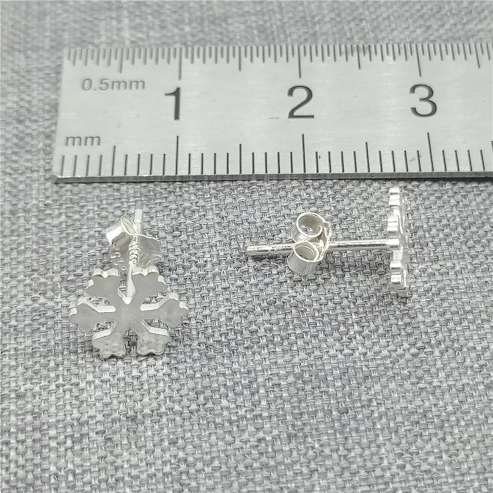 8prs of 925 Sterling Silver Snowflake Earring Posts w/ Backs for Winter Christmas Jewelry