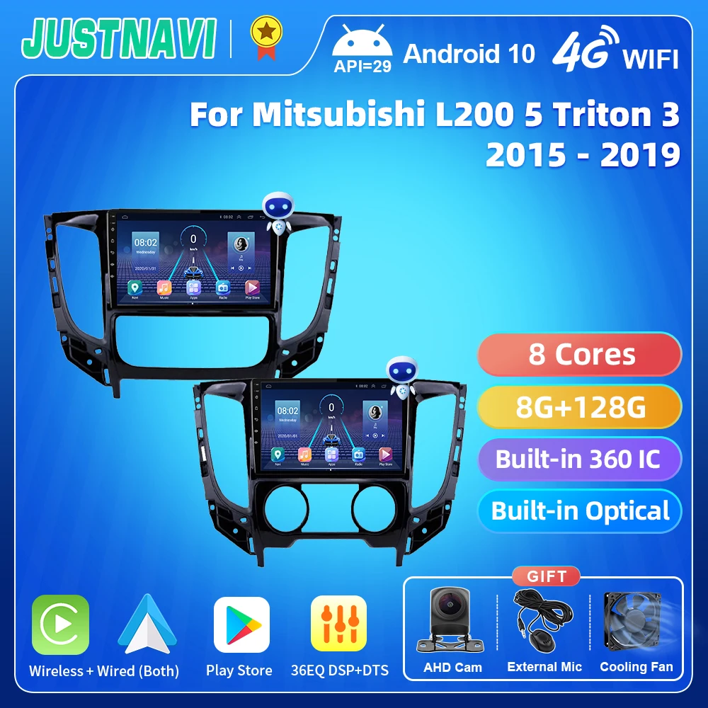 

Автомагнитола JUSTNAVI QT5 для Mitsubishi L200 5 Triton 3 2015-2019, мультимедийный проигрыватель с GPS-навигацией, стерео, автомагнитола 2DIN, DVD