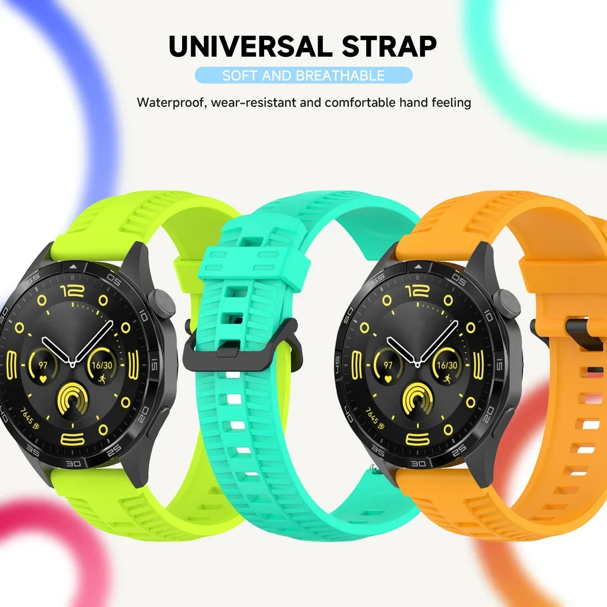 20mm Silicone Strap for Samsung Galaxy 7 6 5 4 40/44mm 6 4Classic Gear S3 Band 22mm for Huawei Watch GT4/3/4Pro Amazfit Bracelet