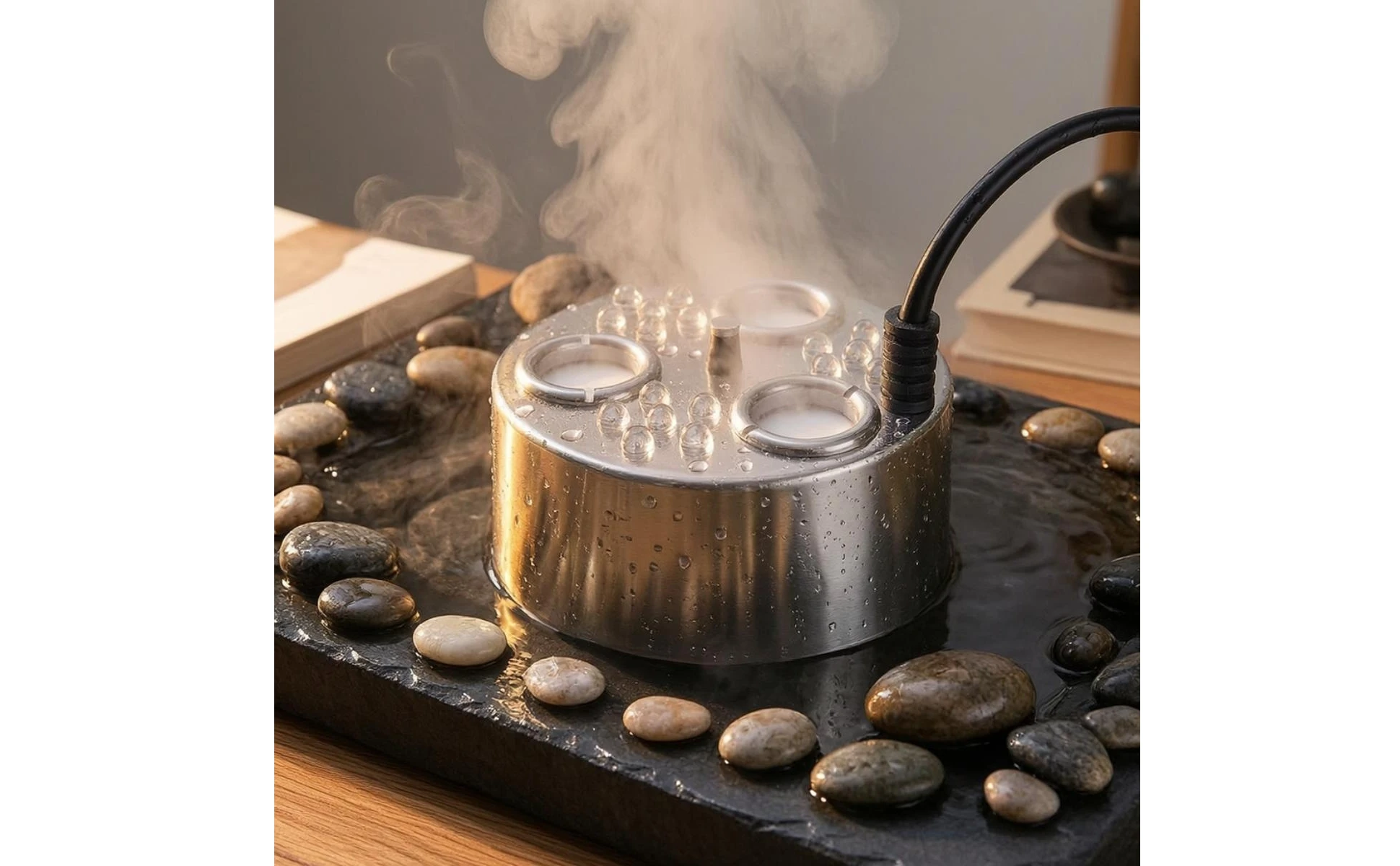3-Head Pond Fogger Corrosion-Resistant Mist Maker with LED Lights High-Frequency Fogger Compact Humidifier Long-Lasting