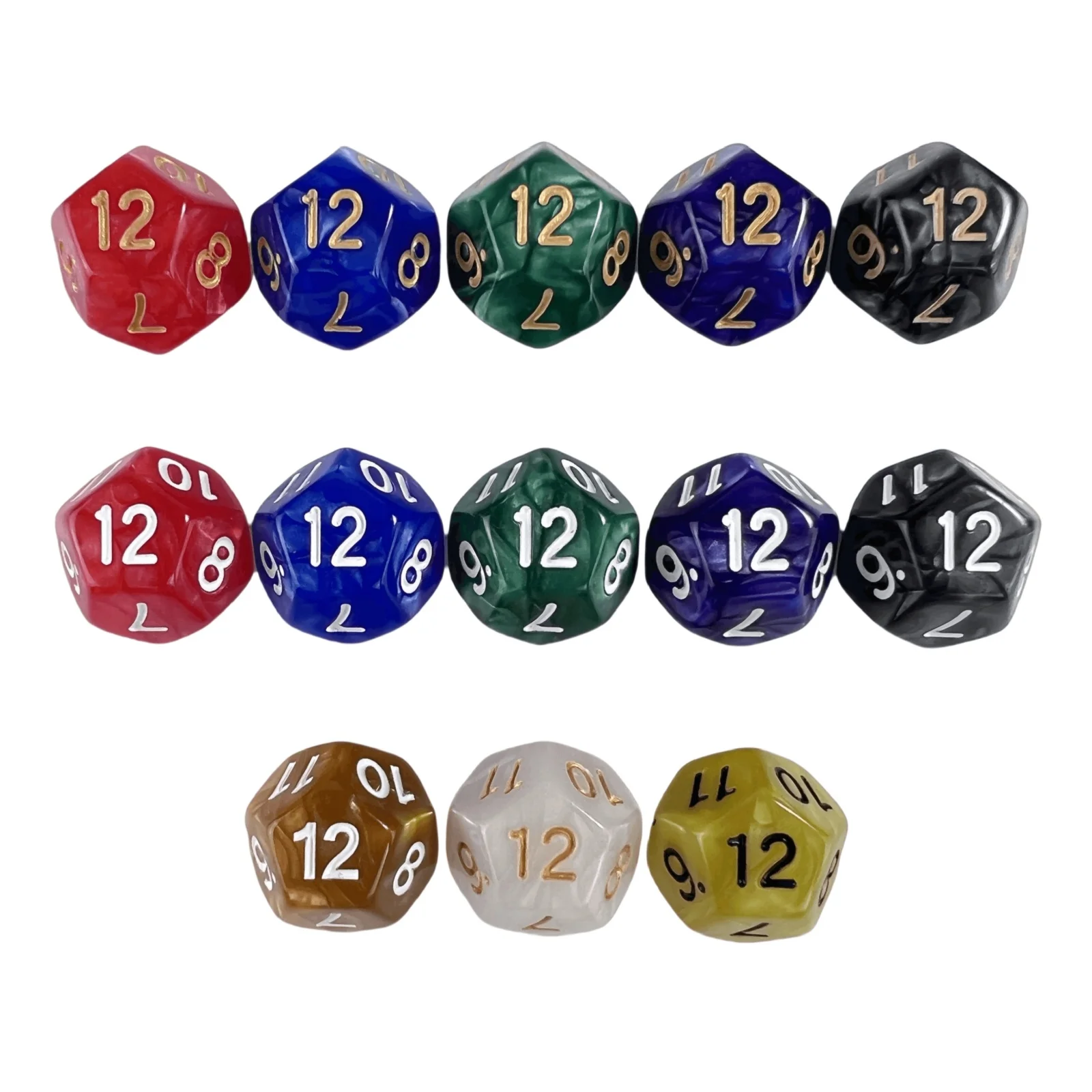 

D12 Dice Set 10pcs Marble Effect Polyhedral Dice for Board Game DND Entertainment Supplies
