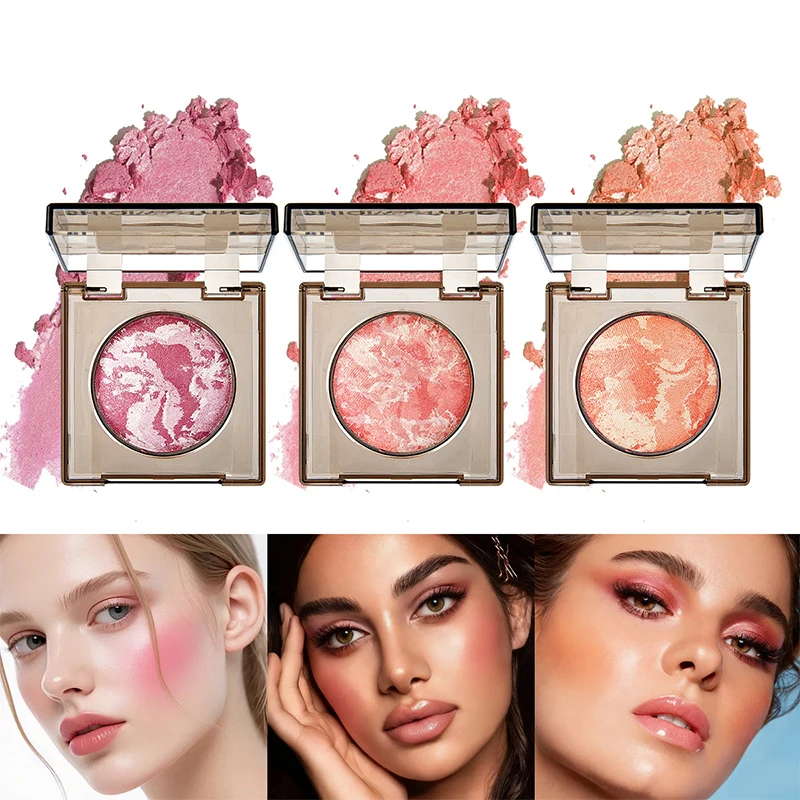 Marbled Marbled Baked Blush Powder, Shimmer Swirl Cheek Rouge, Waterproof Long Lasting Buildable Pigment Face Blush, Natural Glow - Aliexpress Deal