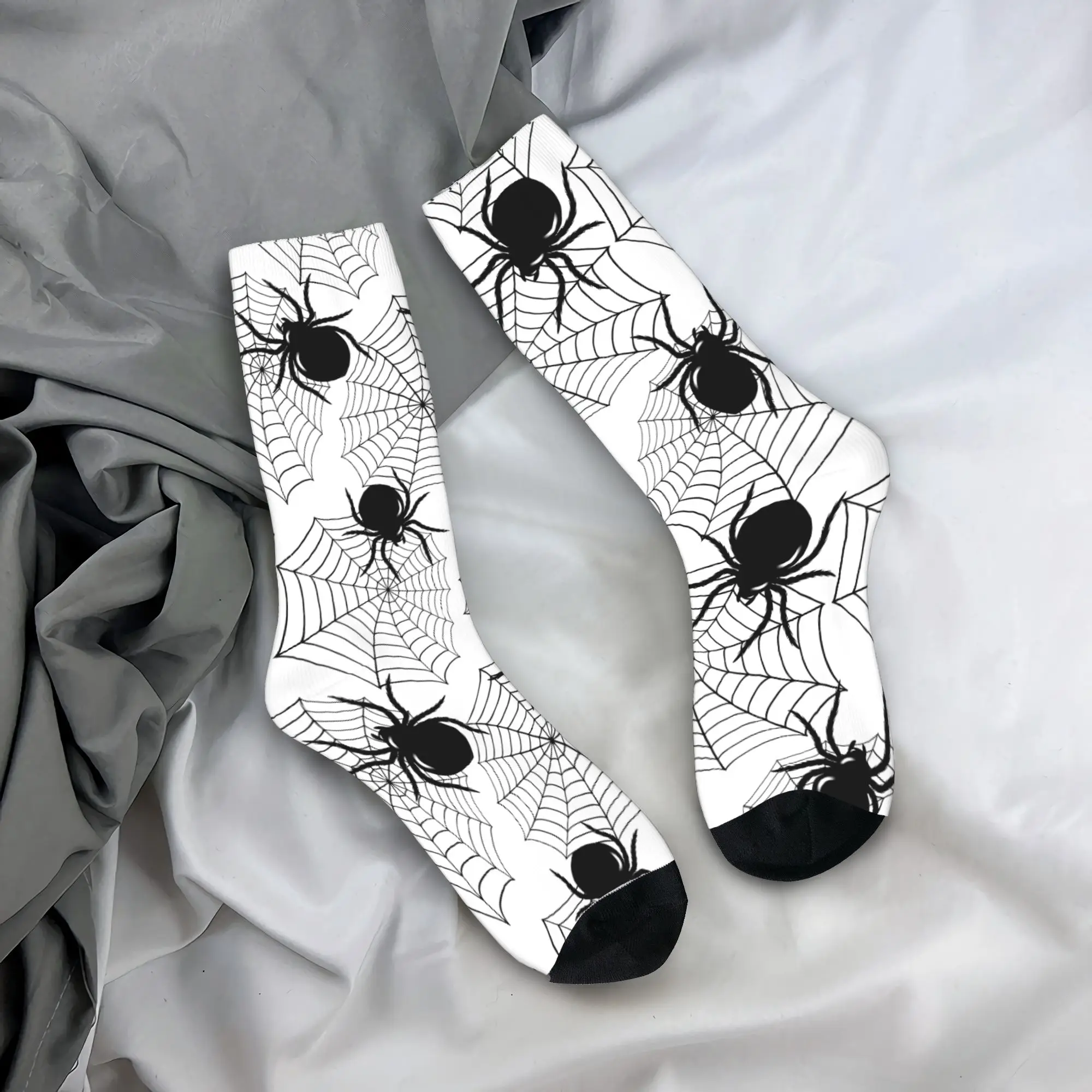 

Носки с изображением паука на Хэллоуин, осенние чулки, повседневные мужские удобные носки унисекс, нескользящие носки для бега с графикой