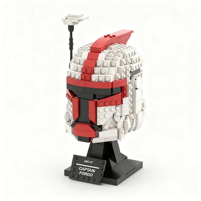 

613PCS MOC Star Battle Captain Fordo Helmet Collection Model DIY Creative Ideas Display Assembly Building Blocks Birthday Gift