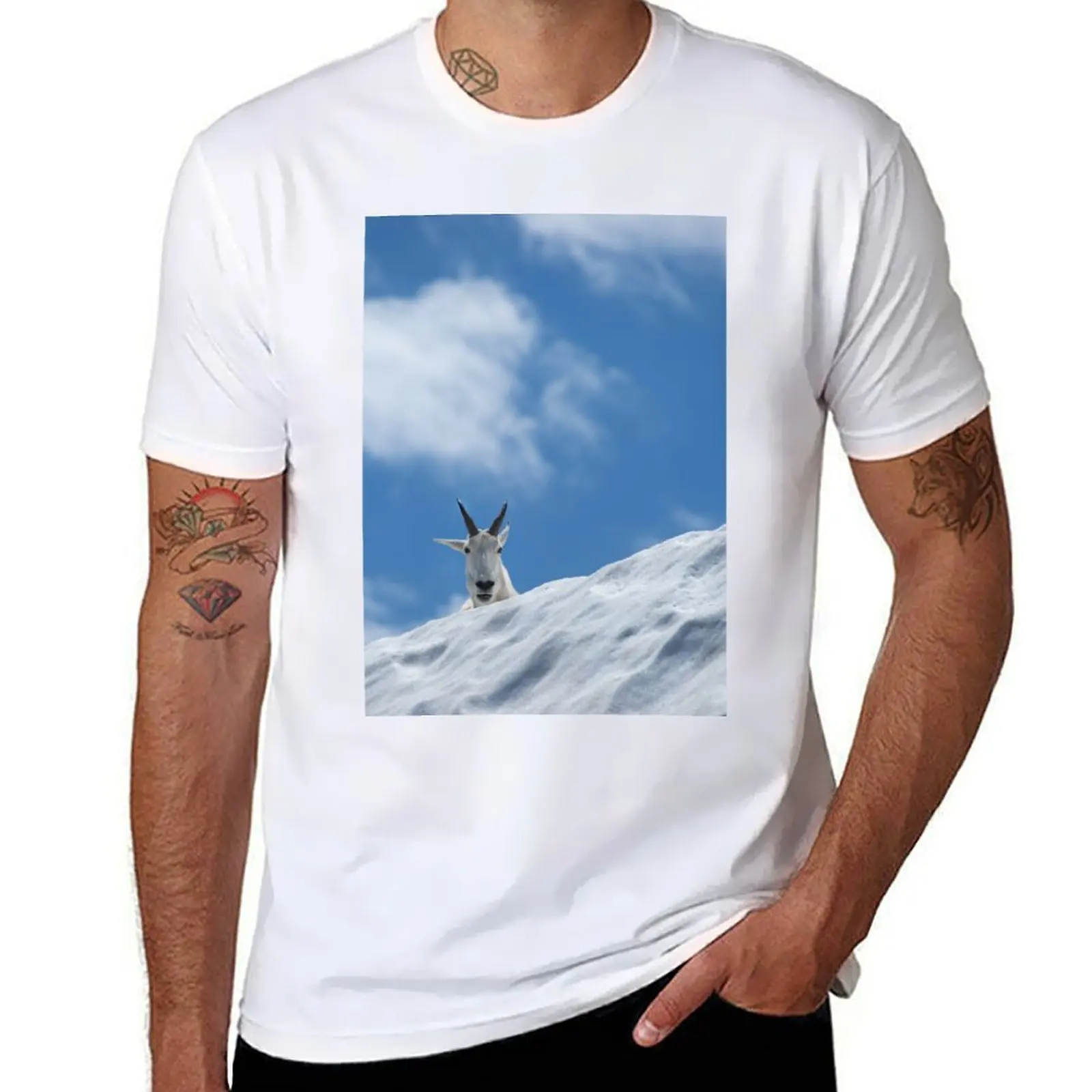 

for On Goat in 100 A T-Shirt man anime Snow cotton Looks t for shirt percent man t shirts Mountain