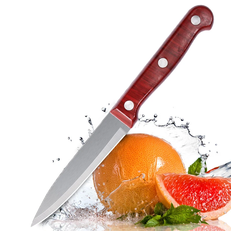 Stainless steel outdoor small straight knife portable knife imitation wood handle fruit knife, sharp fruit knife vegetable knife