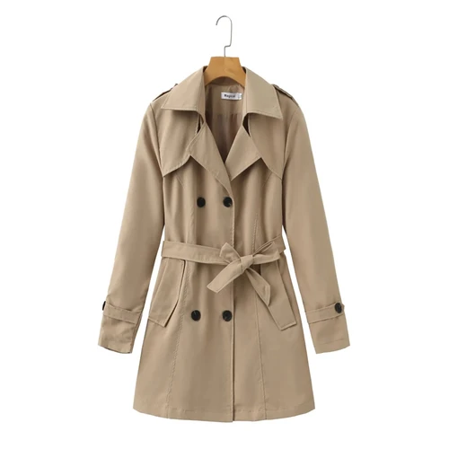 Gabardina cortavientos de longitud media para mujer, abrigo informal británico de cintura delgada coreana con cinturón, prendas de vestir de tendencia, primavera 2025, 2025