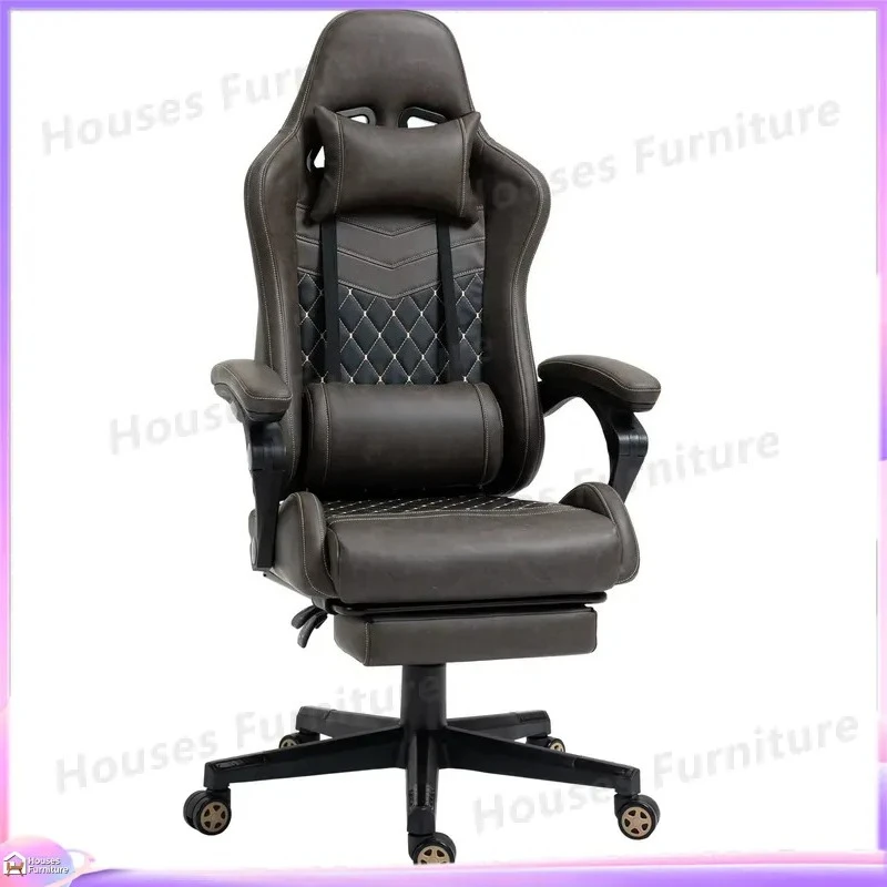 210 Ergonomic Gaming Chair High Back PU Leather Office Chair Diamond Pattern Recliner with Footrest Lumbar Support Adjustable