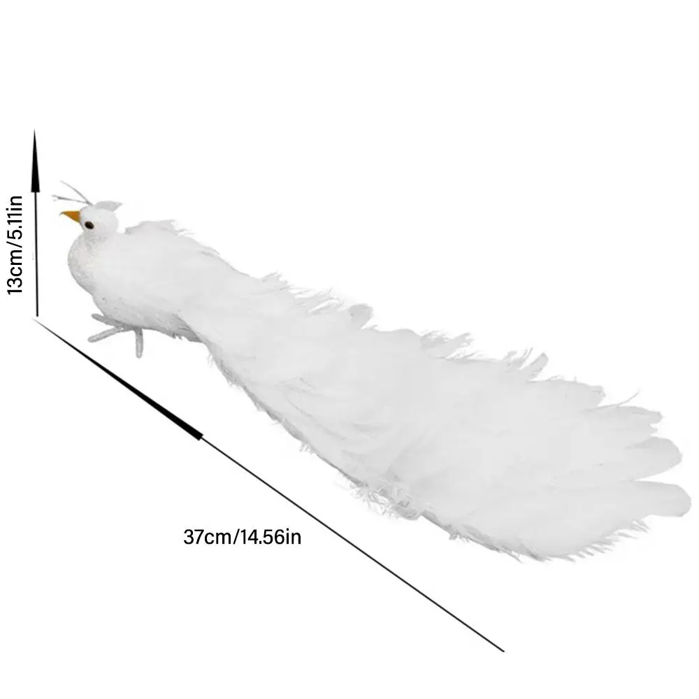 Simulation White Peacock Beautiful Light Weight Christmas Tree Decoration Attractive Home Decoration Real Feather Pendant Gift