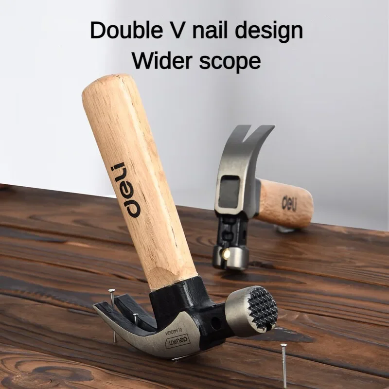 Deli mini wooden handle claw hammer, woodworking , small iron hammer, multi-purpose, nail hammer, 10oz pitted surface tools