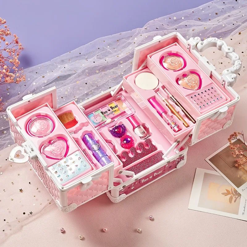 

Safe Washable Princess Makeup Toy Set for Girls Kids Cosmetic Kit with Eye Shadow, Lip Gloss Pretend Play Birthday gift for girl