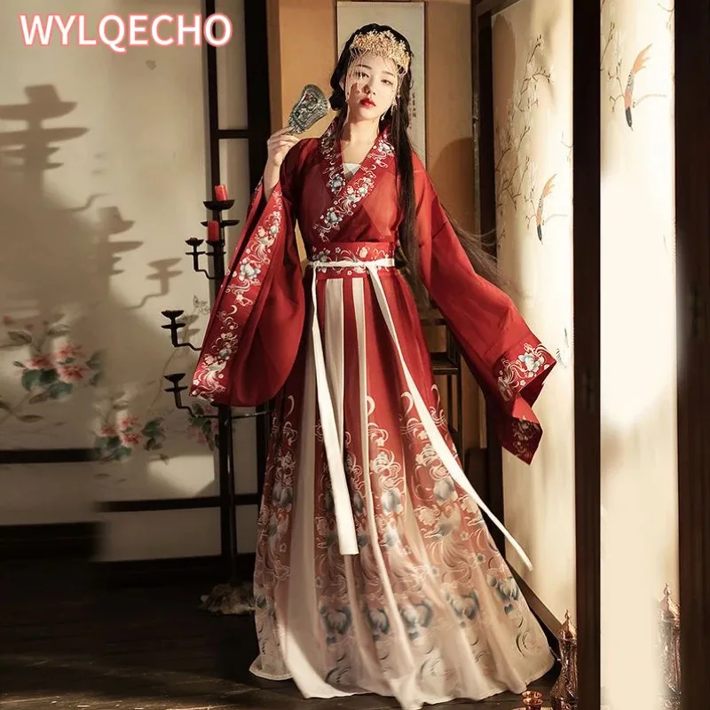 

Hanfu Dress Women Chinese Ancient Traditional Hanfu Carnival Princess Cosplay Costume Stage Hanfu Blue&Red Dance Dress