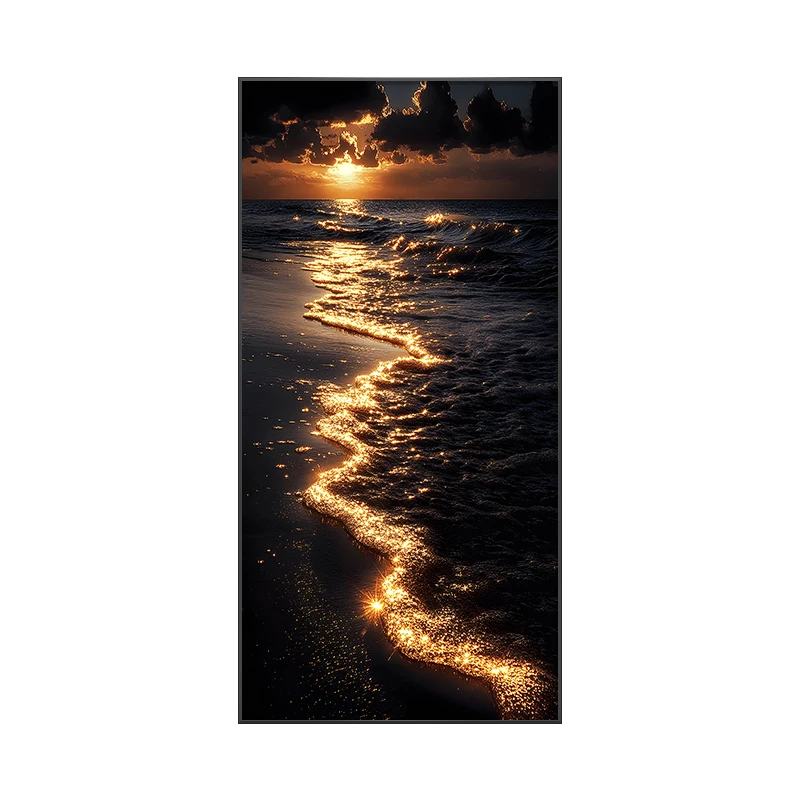 Modern LED Wall Lamps Luxury Entrance Living Room Decoration Corridor Gold Sea Wave Hanging Painting Abstract Lustre Mural Light