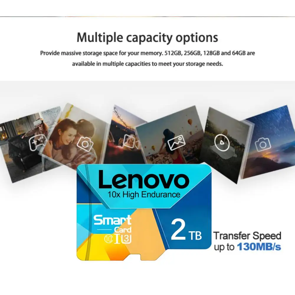 100% Lenovo 2TB SD Memory Card classe 10 SD/TF Flash Mamery Card 1TB Micro TF SD Card per Smartphone e Tablet PC originale