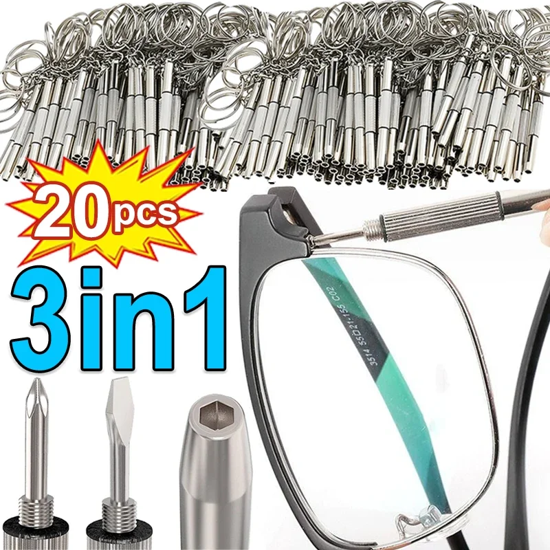 1/20PCS Steel Glasses Screwdriver Eyeglass Screwdriver Watch Repair Kit with Keychain Portable Hand Tools Screwdriver Tools