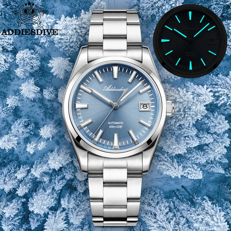 

ADDIESDIVE Men‘s Watch 39mm BGW9 Super Luminous reloj 100m Waterproof Bubble Mirror Glass Japan NH35A Automatic Mechanical Watch