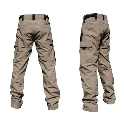 Imagen 2 del producto Pantalón de trabajo resistente al desgaste para hombre, pantalones Cargo rectos con múltiples bolsillos, pantalones tácticos para correr al aire libre, pantalones informales para primavera y otoño