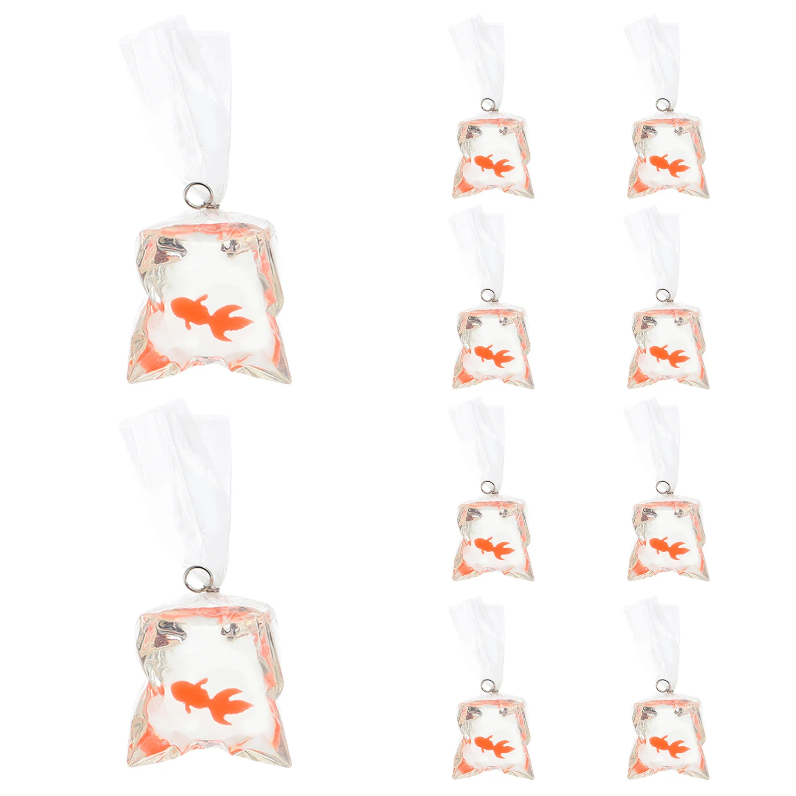 

10Pcs Fish Water Bag Charms Resin Pendants Creative Design with Hook Rings for DIY Jewelry Making Keychains Phone Case