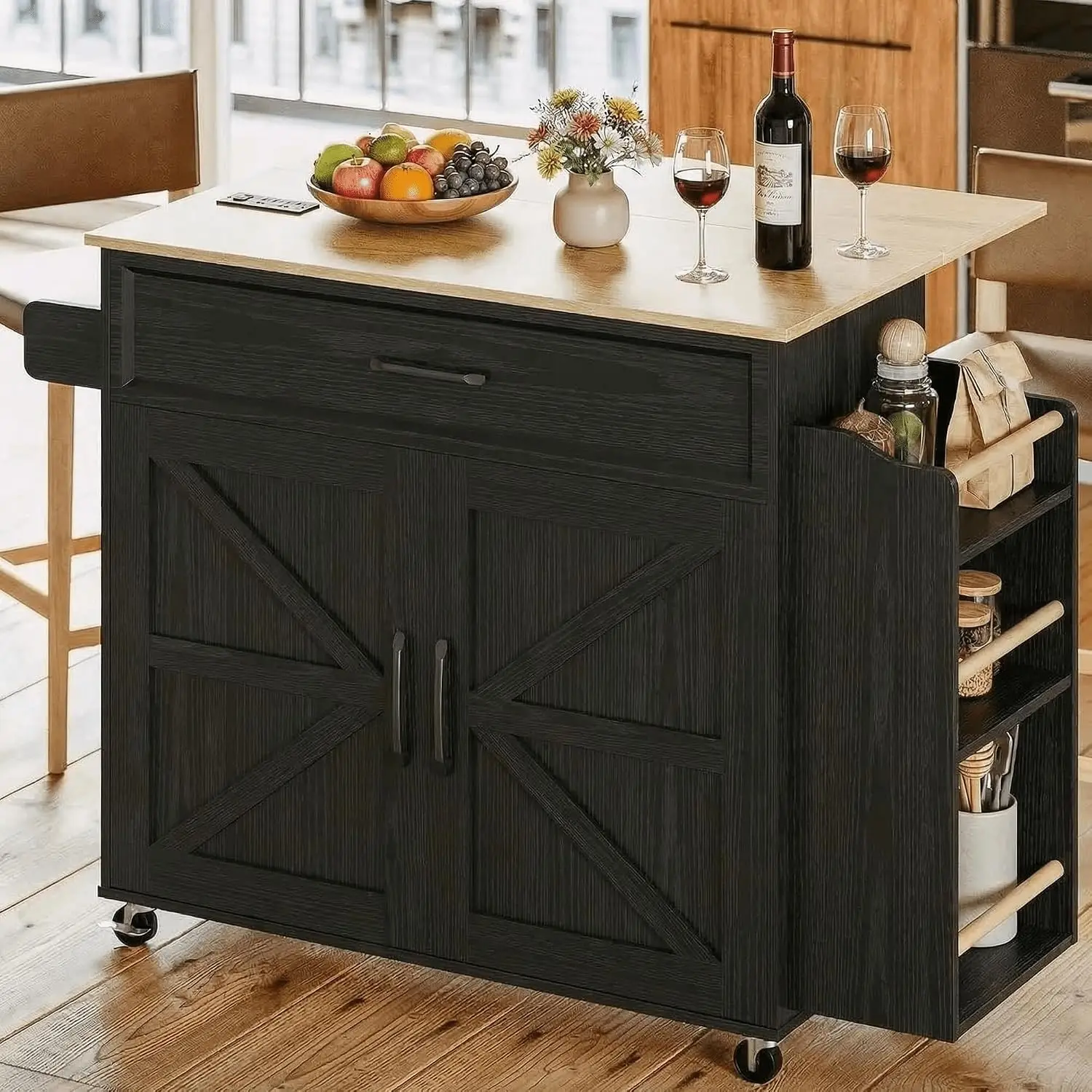 Kitchen Island with Drop Leaf, 35.4