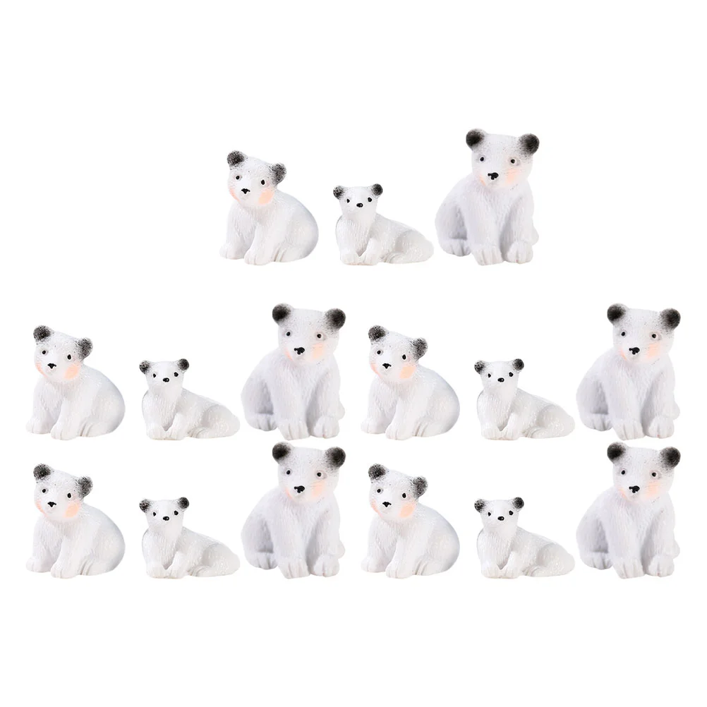 Ours Polaire en Résine, Jouet Blanc, Modèle Décoratif, Figurine de Jardin, Bébé Animal, 15 Pièces