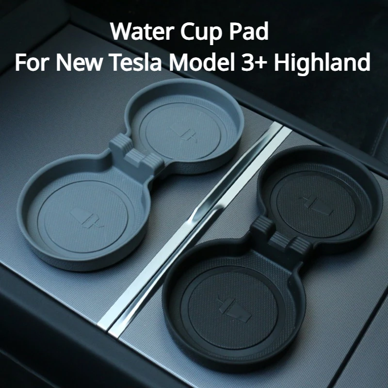 Water Cup Mat for New Tesla Model 3+ Highland 2024 Drink Mat Central Control Cup Mat Decor TPE Anti-Slip Interior Accessories