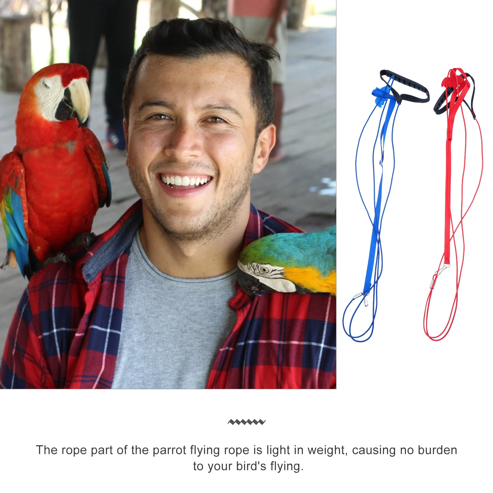 

2Pcs Parrot Flying Harness Adjustable Pet Bird Leash Nylon Chewing-Resistant Training Rope Lightweight Outdoor Red Blue