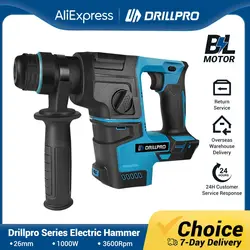 Drillpro 26mm Brushless Cordless Rotary Hammer Impact Drill Handheld Electric Hammer Drill Impact Function for Makita Battery