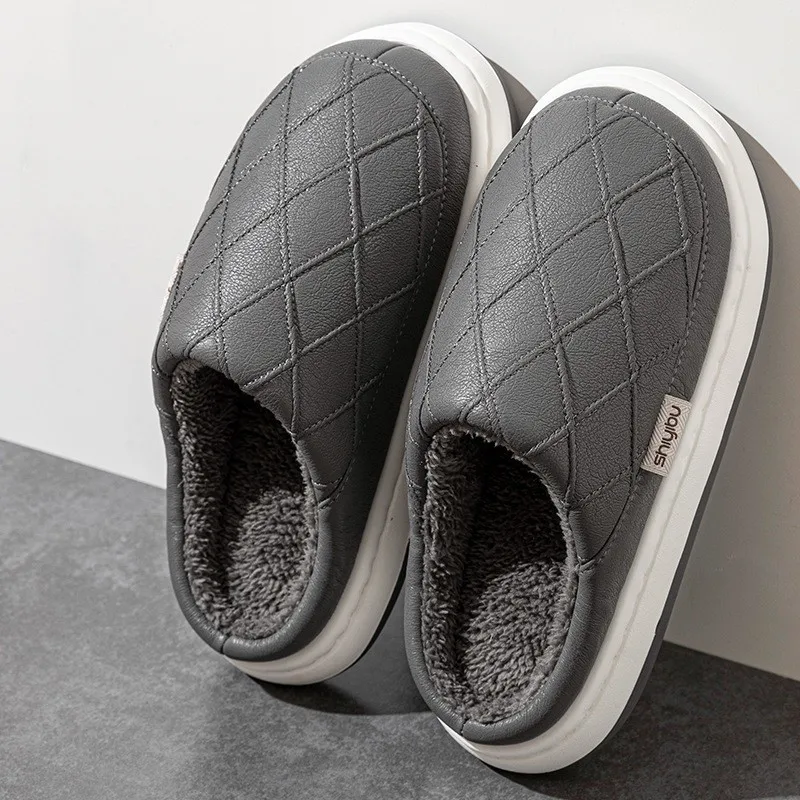 

Men Winter Slippers Waterproof Platform Floor Shoe Comfortable Thick Plush Home Warm Shoes Indoor Non-Slip Casual Cotton Slipper