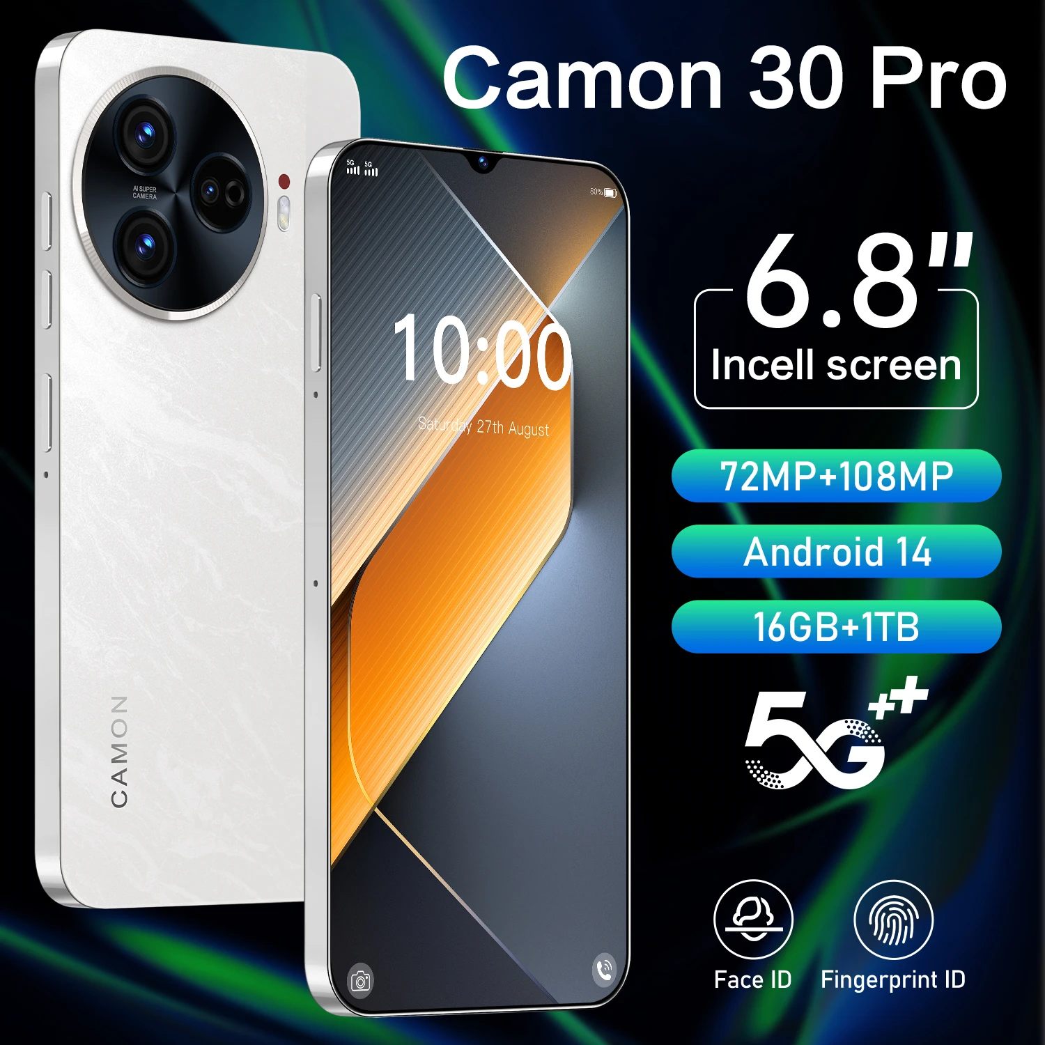 

2025 New Camon 30 Pro Original Intelligent 5G Dual Card Dual Standby Android14 System Global Version 6800mAh Battery