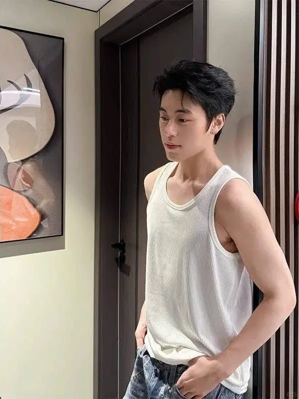 

White Svel Fitn Tank Top Men's Base Layer Qui Dry T-irt American Sle Crossbar Gymnastics Sport Vest