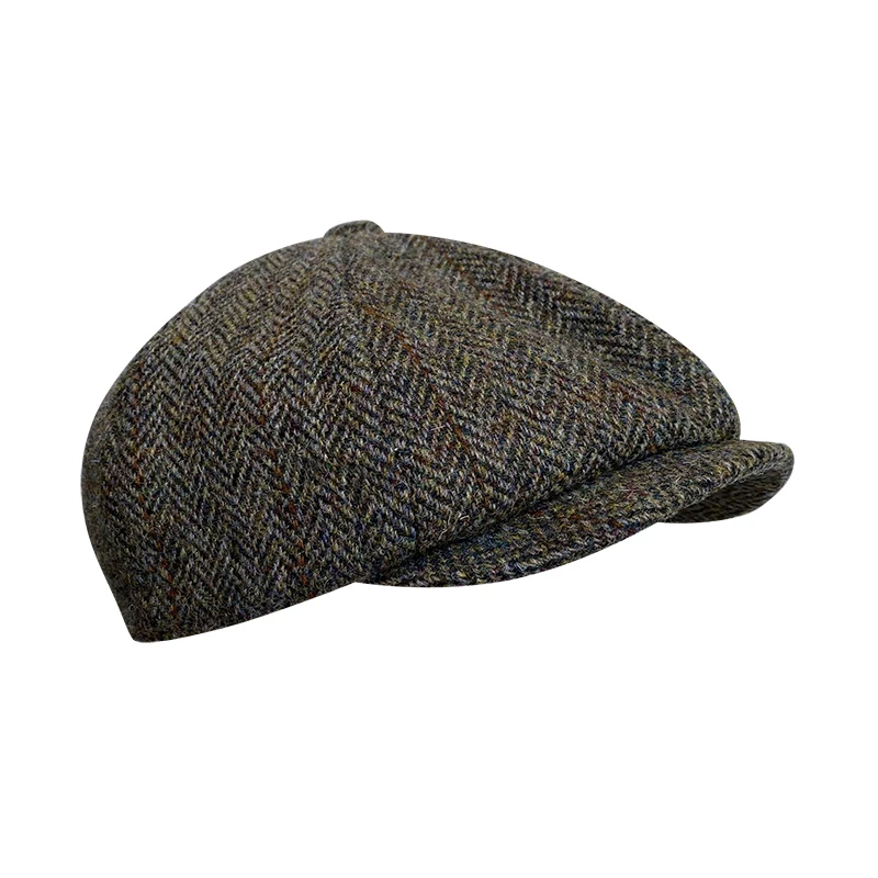 Wool Cap For Men Newsboy Hats High Quality Men\'s Brand Cap Winter Herringbone Eight-Blade Cap Flat Hat Brown Women Berets BJM19