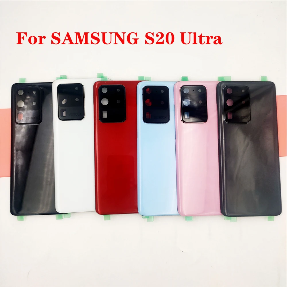 Tampa Traseira Original para Samsung Galaxy S20 Ultra S20U 5G, Painel de Reparo da Carcaça Traseira e Moldura da Lente da Câmera