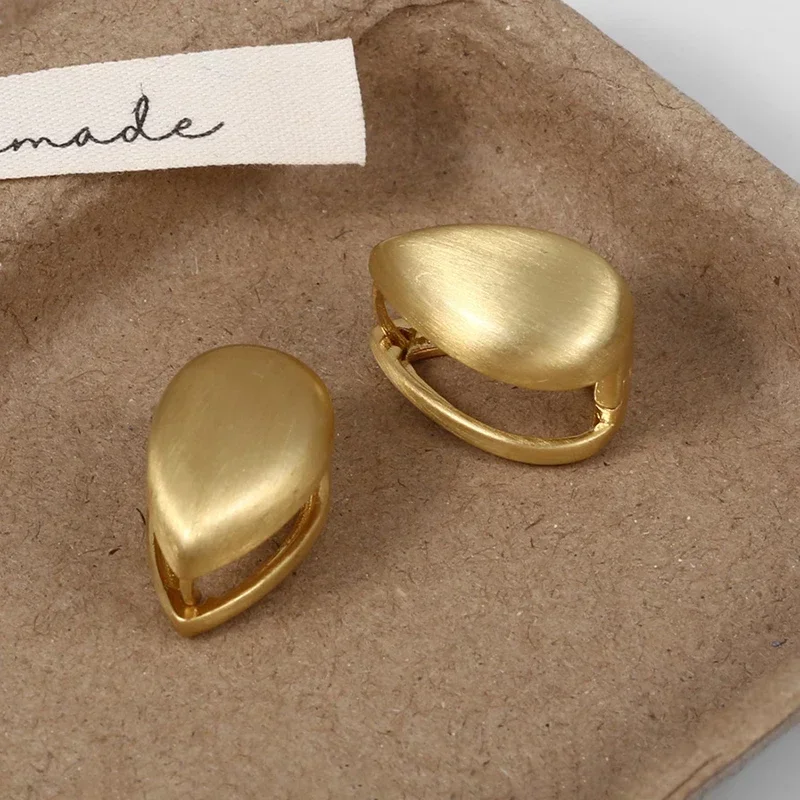 

Real 925 Sterling Silver Frosted Water Drop Hoop Earrings for Women Classic Fine Jewelry Minimalist 14K Gold Accessories