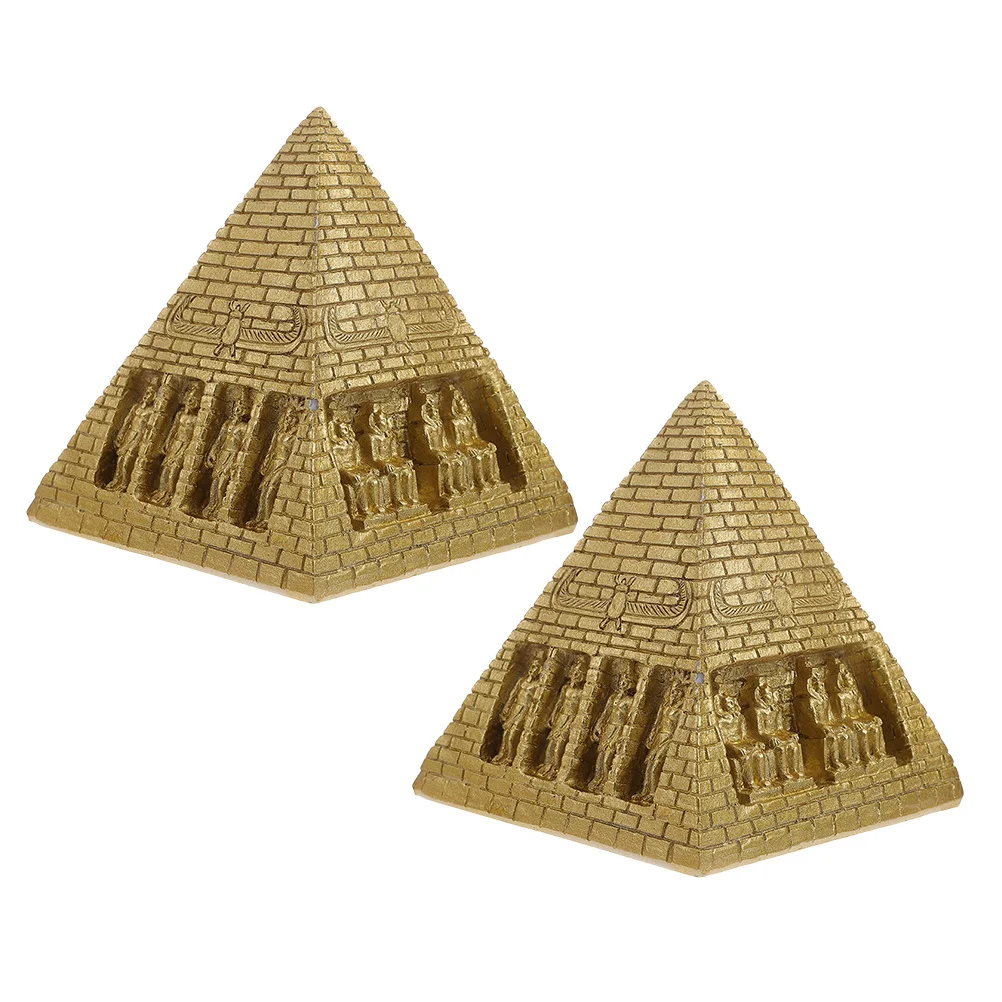 

3Pcs Resin Pyramid Decor Ancient Egypt Pyramid Shape Indoor Desktop Ornament Photography Prop Home Decor Desktop Ornament