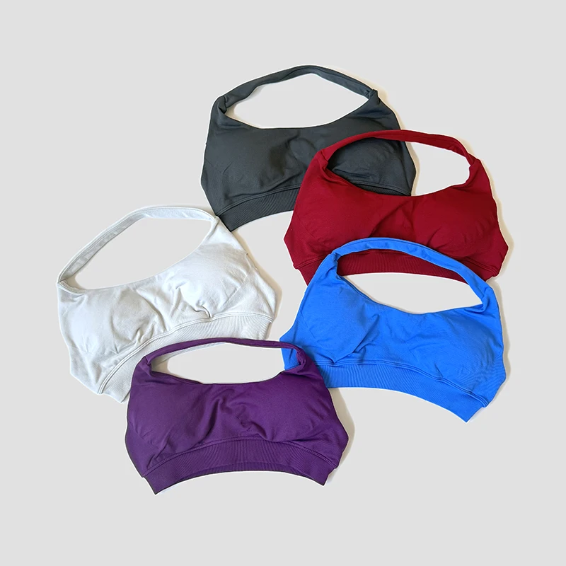 Seamless Halter Neck Strap Bra Sports Bra for Women Sexy Back Padded Yoga Top Bra Gym Crop Top