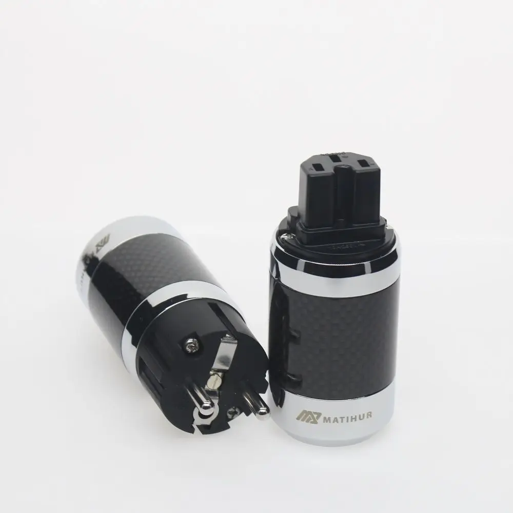 

HIFI Pair version Carbon Fiber Rhodium IEC EU Schuko Power plug New