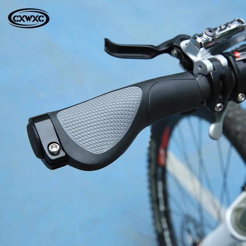 CXWXC Ergonomics Bicycle Grips Soft Rubber Mountain Bike Grips Shockproof Anti-Slip Metal Cover Lockable for 22.2mm Handlebar