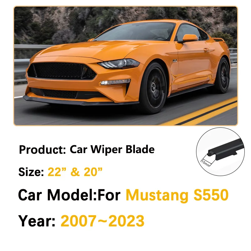 For Ford Mustang S197 S550 2007~2022 2023 EcoBoost Export GT Front Wiper Blades Window Windshield Brushes Washer Car Accessories