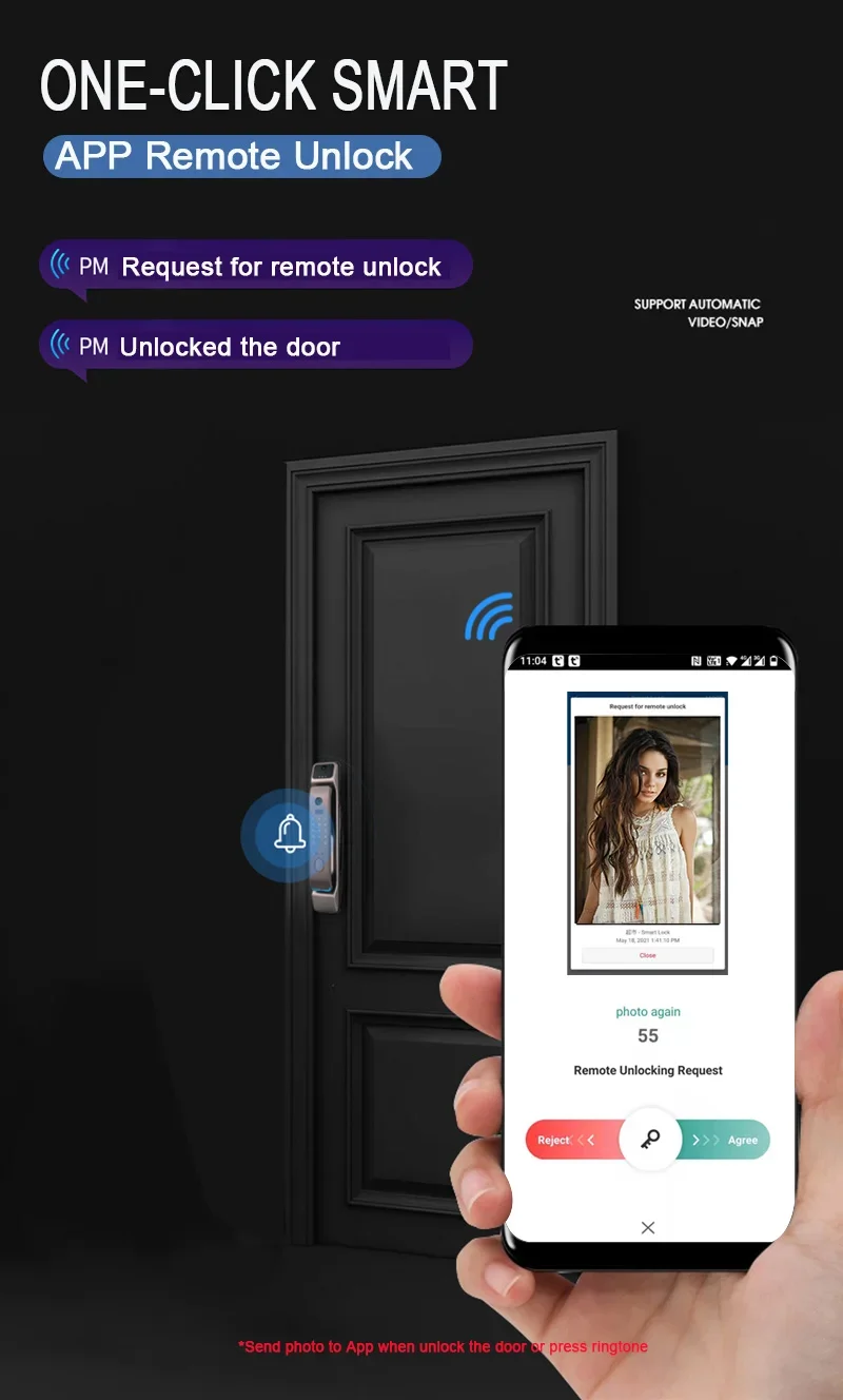 Smart 3D Face Recognition Door Lock com Wi-Fi App, Desbloqueio Remoto, Câmera Peephole, Video Intercom Call, Capture Photo, Dedo Veins