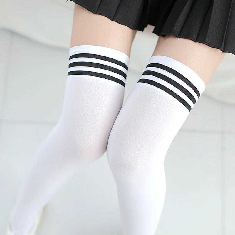 

High Tube Socks Breathable Striped Pattern Over Knee Stockings Comfortable Student Style Clothing Accessories