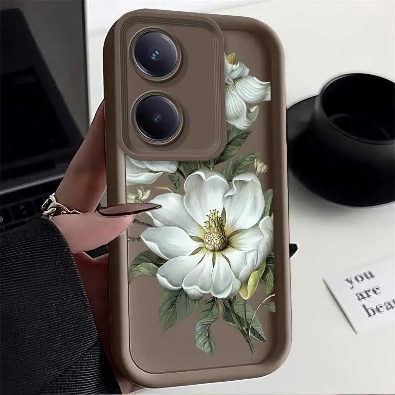 Y100 Blooming White Flowers Sky Eye Ladder Phone Case For VIVO Y91 Y91i Y89 V29 V29Pro V27 V25 V23 V21 X90 X90Pro X80 X70 Cover