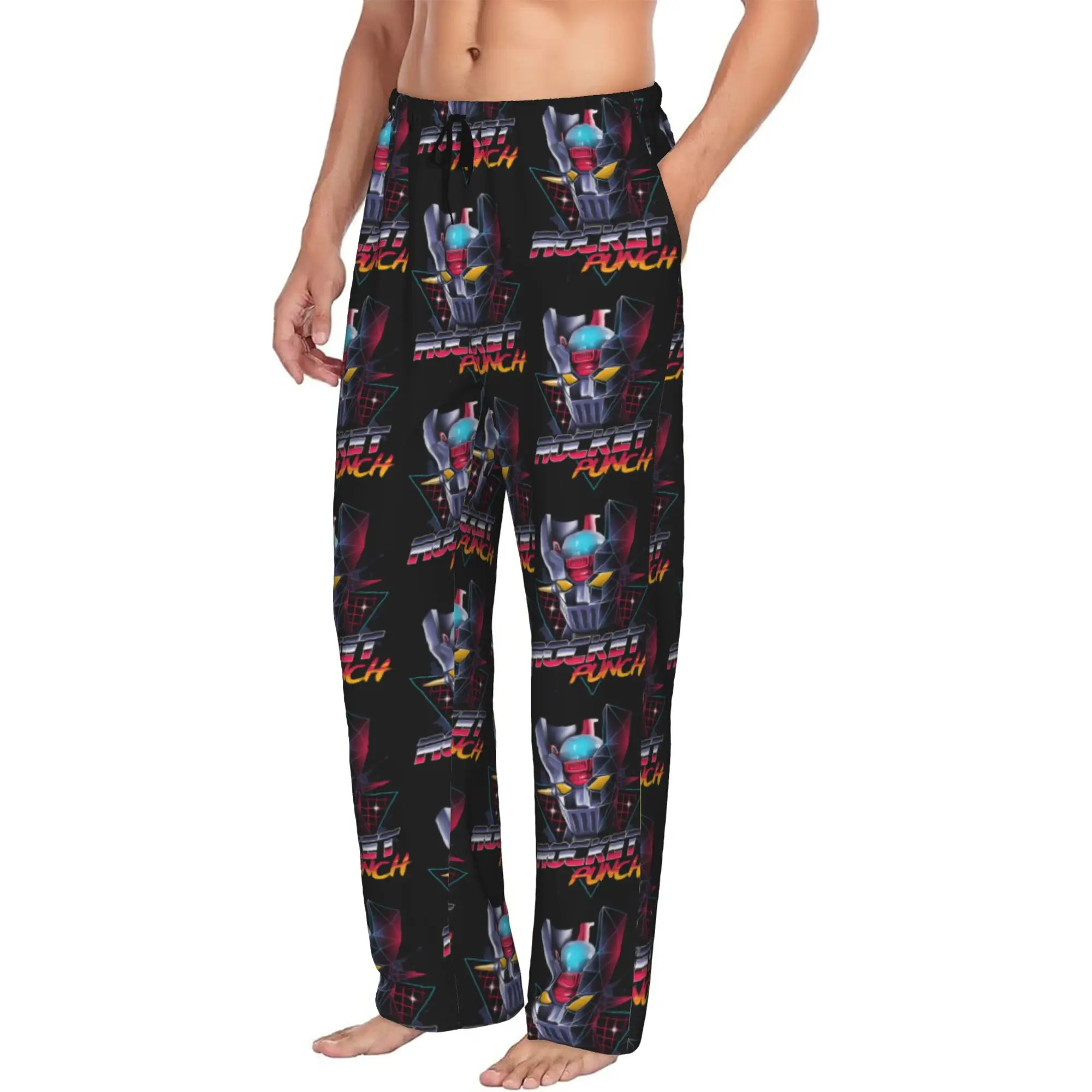 Custom Men M-Mazingered Z Pajama Pants Print Super Robot Sleep Sleepwear Bottoms with Pockets