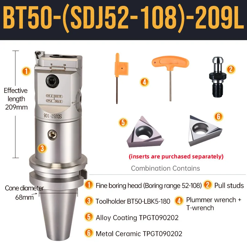 SDJ 고정밀 미세 보링 커터 세트, 작은 구멍 보링 CNC 깊은 구멍 보링 도구에 적합, BT50