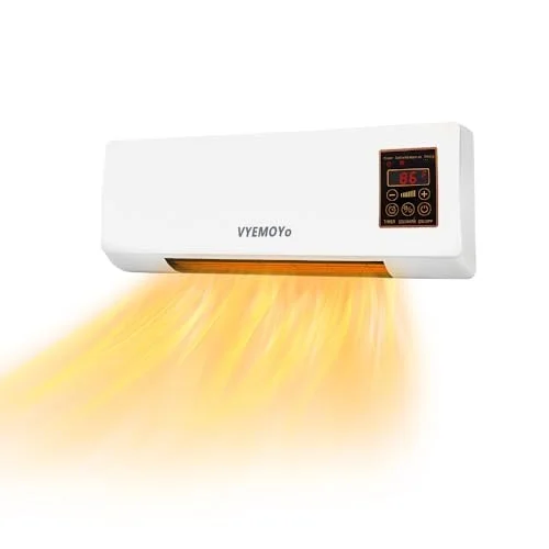 Wall Heater 1400W Electric Space Heaters for Indoor Use, 3S Fast Heating, 6H Timer, Overheat Protection Bedroom, Office, Large Room Indoor Use, PTC Ceramic