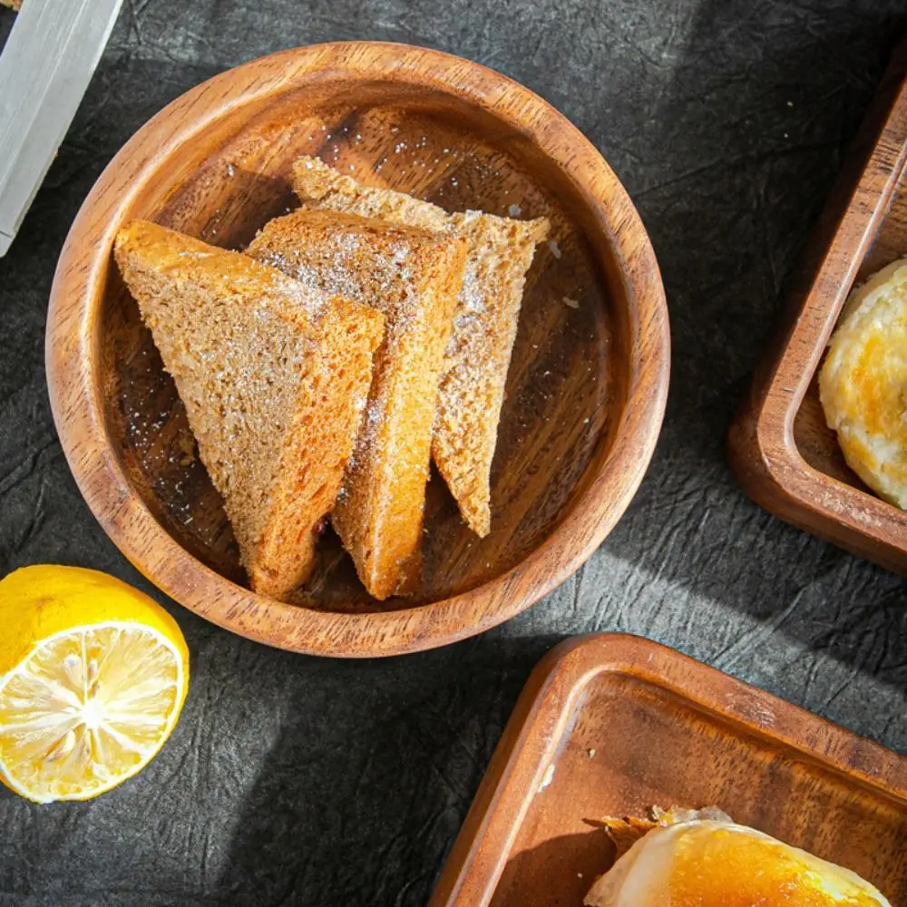 

Multi-functional Japanese Style Wooden Fruit Tray Natural Round/Square Tea Serving Plate Durable Dried Fruits Plates Party