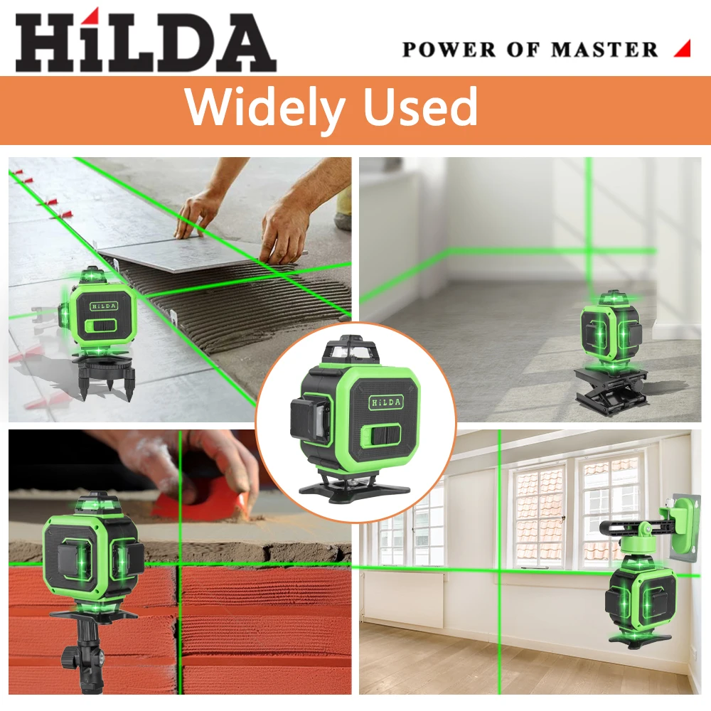 HILDA 16 Linee 4D Mini Livello Laser Linea Verde Autolivellante 360 °   Livella laser verde orizzontale e verticale con USB di tipo C